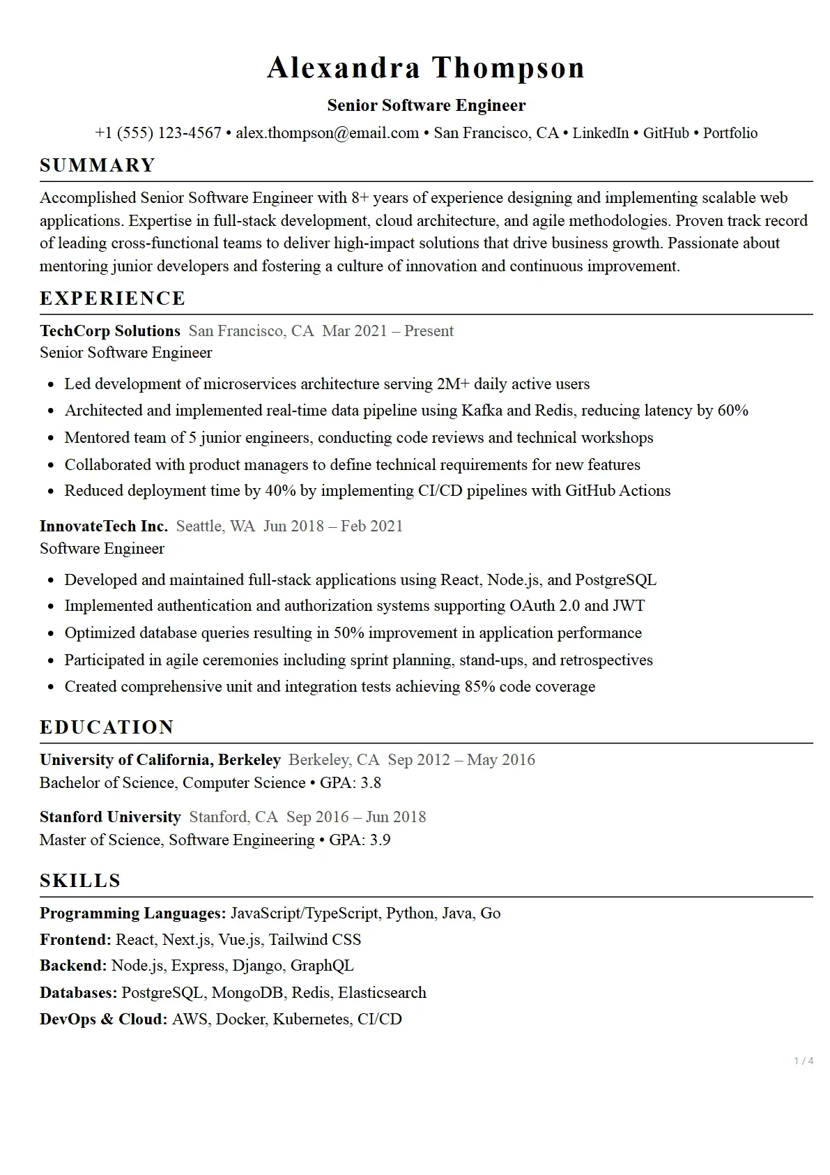 Classic ATS Friendly template